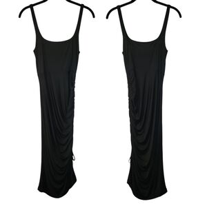 Intimately Free People Black Slinky Stretchy Ruched Side Little Black Dress Sz S